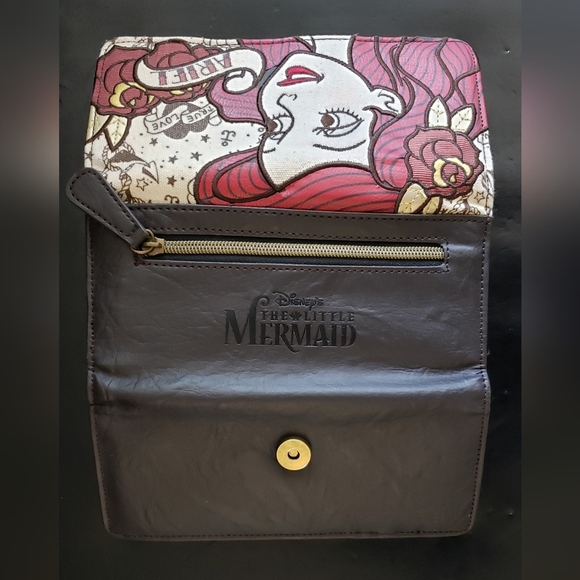 Loungefly Disney The Little Mermaid Ariel Wallet Tattoo Style Brown Leather - Picture 4 of 5
